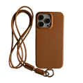 Genuine Leather Case for iPhone with Lanyard Strap