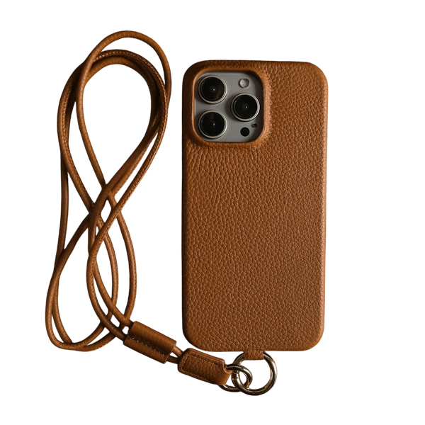 Genuine Leather Case for iPhone with Lanyard Strap