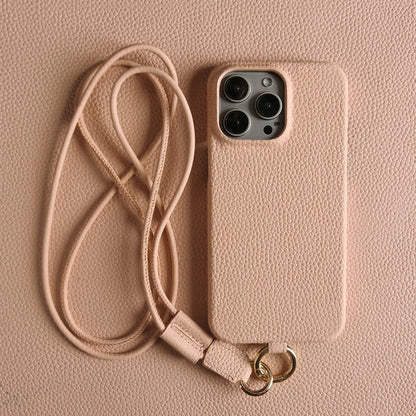 Genuine Leather Case for iPhone with Lanyard Strap
