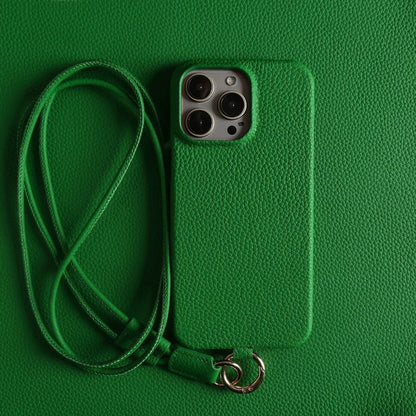 Genuine Leather Case for iPhone with Lanyard Strap